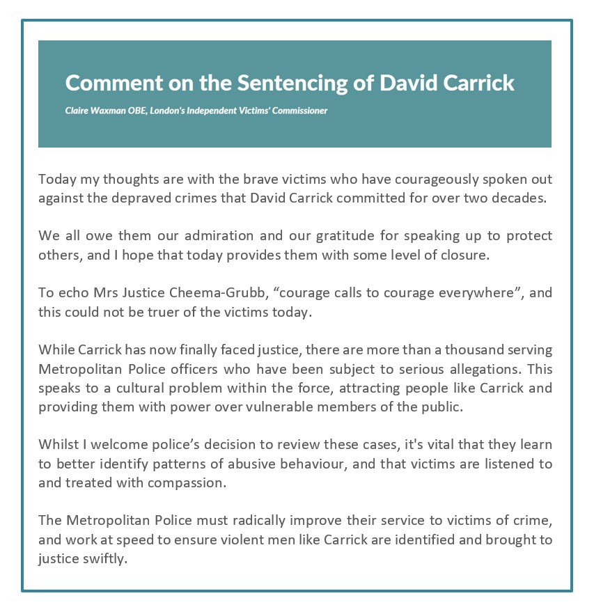 Sentencing Statement Sample Victims’ Commissioner London on Twitter: