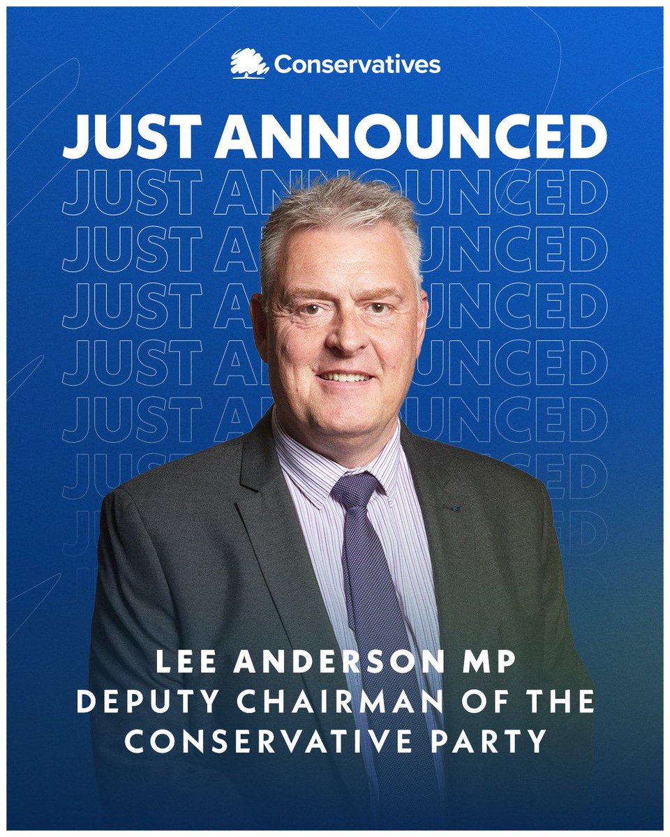 👏 Welcome @LeeAndersonMP_ - our new Deputy Chairman of the @Conservatives