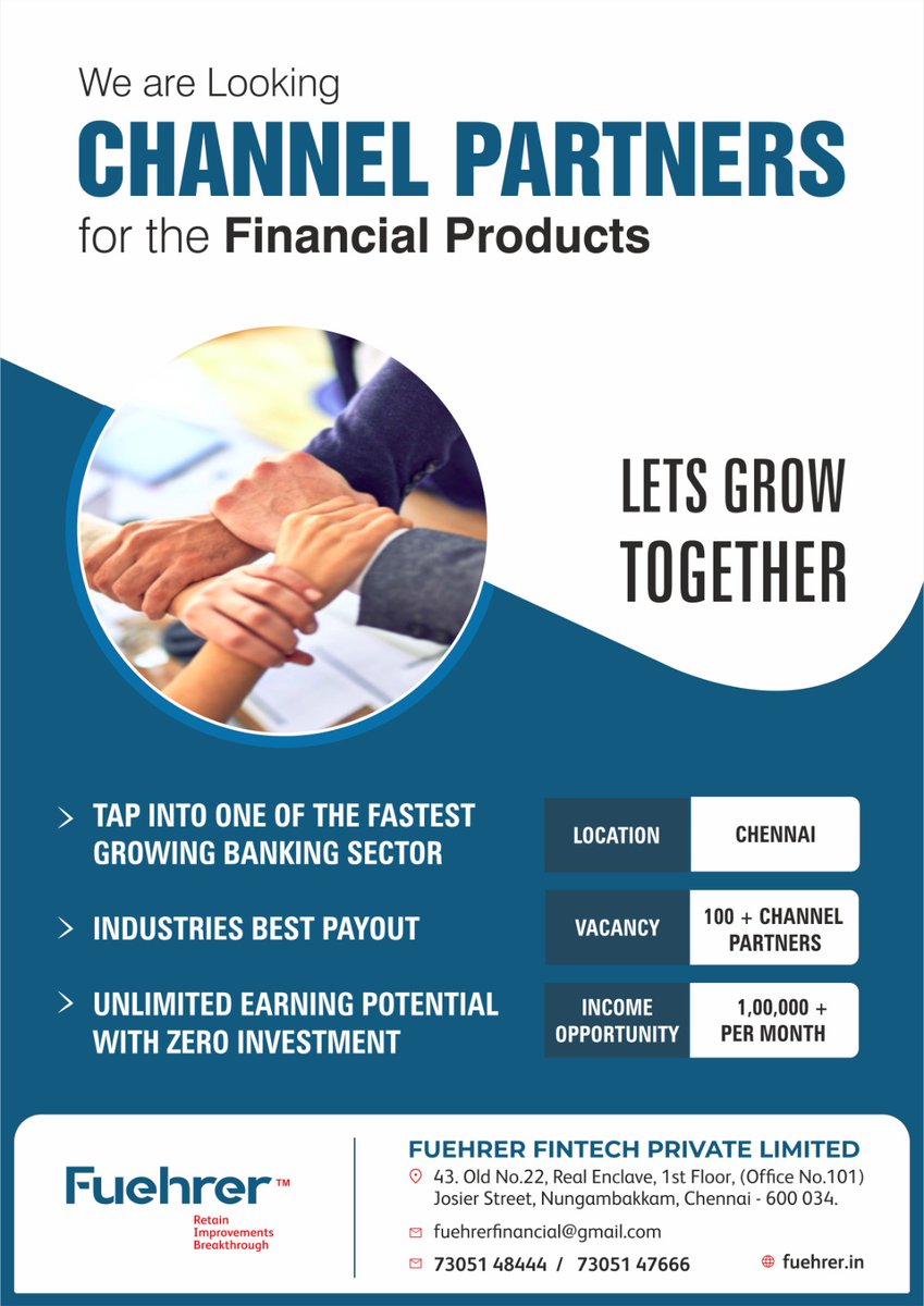 Fuehrer_fintech's tweet photo. LETS GROW TOGETHER
Become our Financial CHANNEL PARTNER 
➡️ Be your OWN BOSS
➡️ Top payouts 
➡️ Zero investment 
➡️ Easy money making
 #FuehrerFintech
Contact:73051 49333 
@ICICIBank #icici #fuehrer #fuehrerloan #loan #fuehrerdsa #loanlenders #loandsa #loanapproval #Fastapproval https://t.co/YBOJmAPJwq
