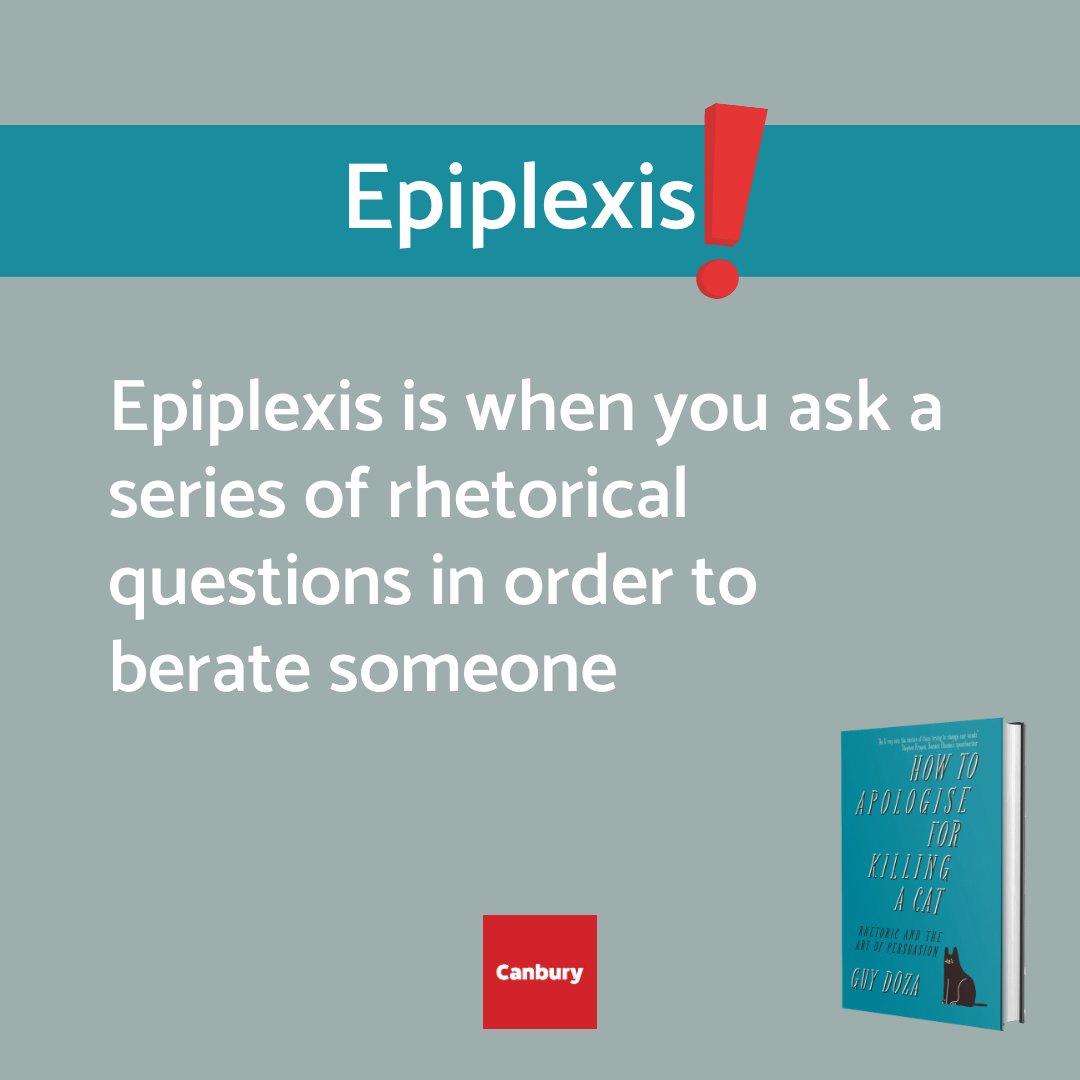 CanburyPress's tweet photo. Do you know what a tricolon of epiplexis with anaphora is? 🧐
Don't worry, our @guydoza explains that and more on his book How to Apologise for Killing a Cat!
Find more about it at https://t.co/bpE9zEQILa
#canburypress #books #nonfiction #rhetoric #publicspeaking #guydoza https://t.co/IWJfEYx7WF