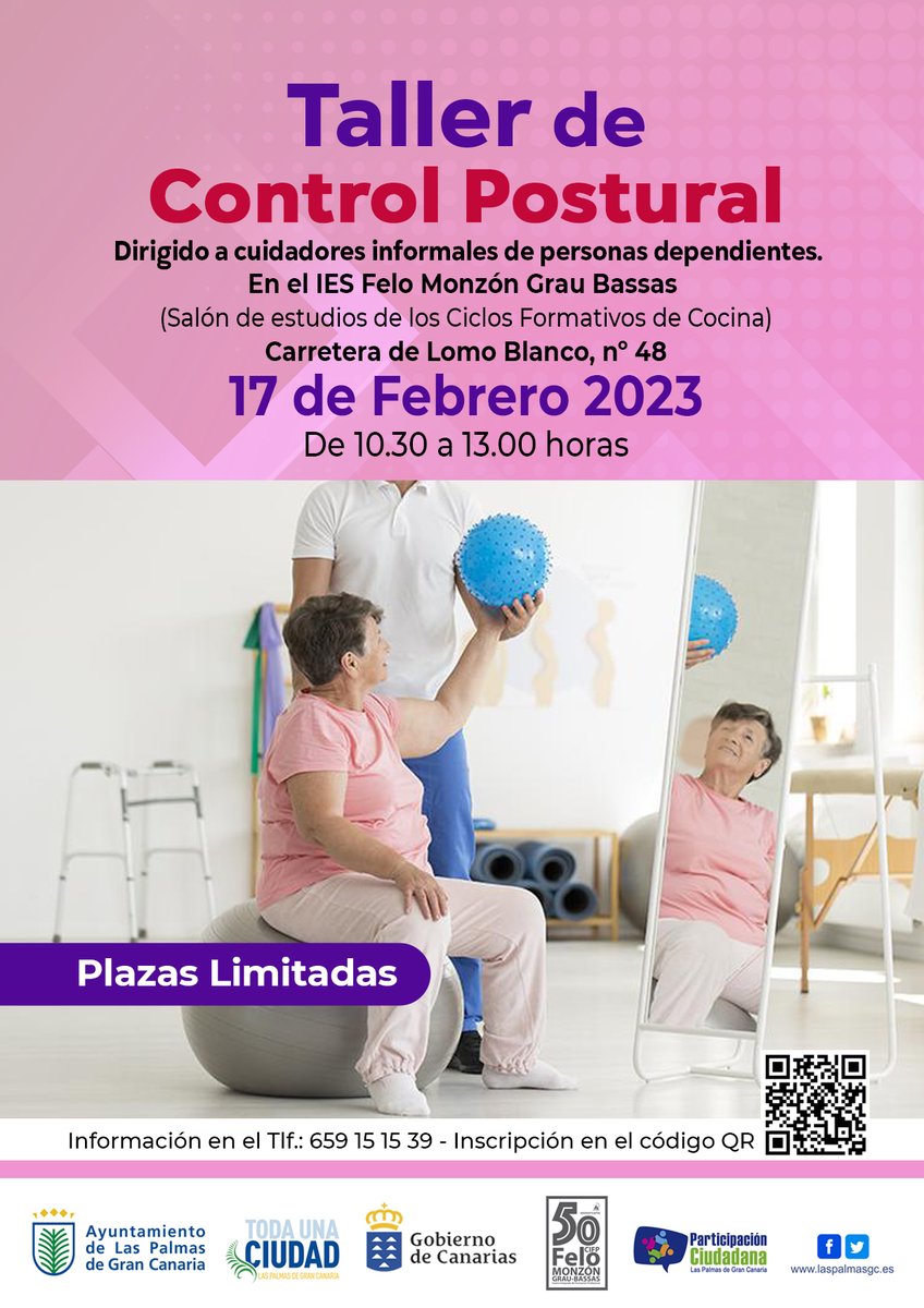 La concejalía de Participación Ciudadana del Ayuntamiento de Las Palmas de Gran Canaria, en colaboración con el IES Felo Monzón Grau-Bassas, desarrollará dos talleres formativos puntuales (un sólo día de taller).

Para más información teléfono 659 15 15 39.