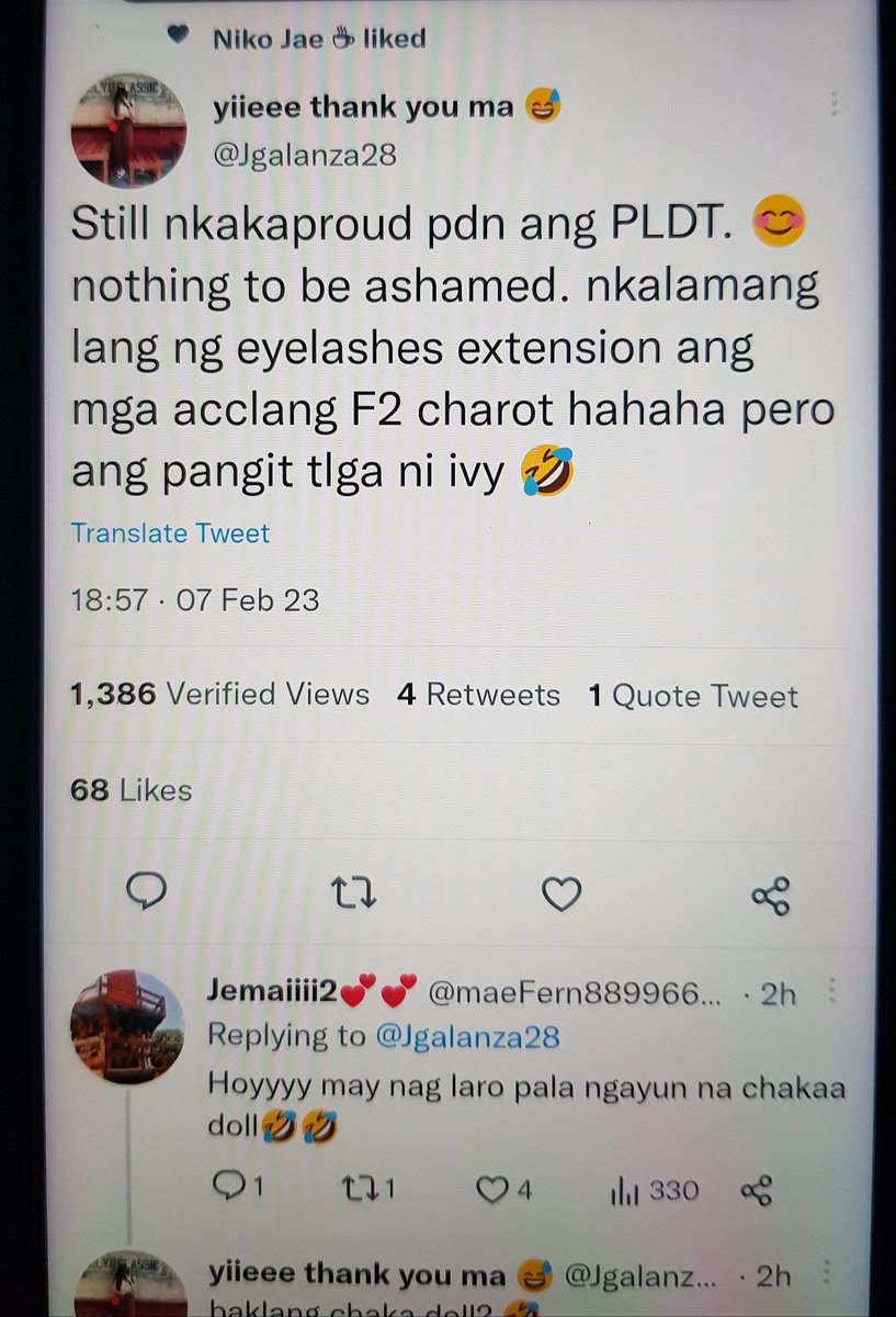 geolingococo's tweet photo. May galit ka ba ky ibyang..
Focus ka lng sa idol mo na mukhang din ahas na mang aagaw ng jowa.gag@ to ah..kala mo maganda ka 🖕🖕🖕 https://t.co/5HdpNlHrXx