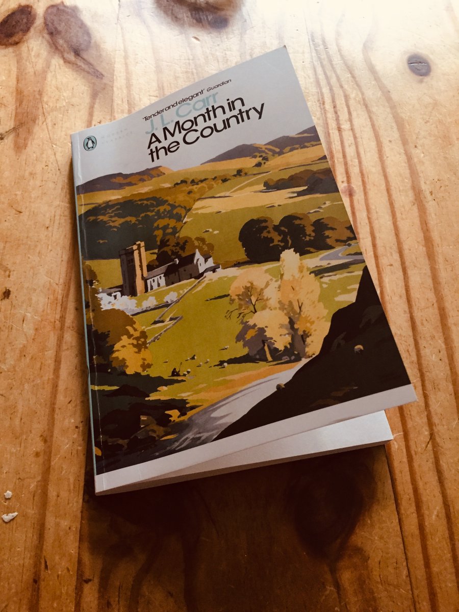 DrewBirbeck's tweet photo. J.L. Carr. A Month in the Country. Simply sublime. Perfect way to spend a bank holiday. Read it in one go. A truly beautiful book. May the literary gods continue to bless you Richard Osman for that Countdown recommendation. @richardosman @susie_dent #book #countdown https://t.co/6giN5Qk5Gq