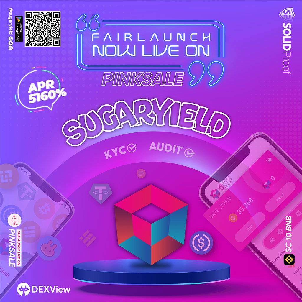 SugarYield's tweet photo. 🍧SugarYield Presale now Live on Pinksale

Join: https://t.co/eap67ZMkS7

💹2X reward on vaults
💰5160% APR in Sugar Farms
🪪 Audit/KYC

📱Mobile App Live: https://t.co/rdbN08TMZA

#Sugaryield  #Sugar #BSC #Binance #BNBChain #BSCGems #Pinksale #PRESALE https://t.co/GVSNWE54Ue