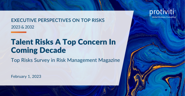VBPatterson's tweet photo. Protiviti surveyed executives and to rate 38 risks. One topped the list: “Organization’s succession challenges and ability to attract and retain top talent may limit the ability to achieve operational targets.” Read more in Risk Management Magazine. https://t.co/LkLZphotB7 https://t.co/vbu6wHMArY