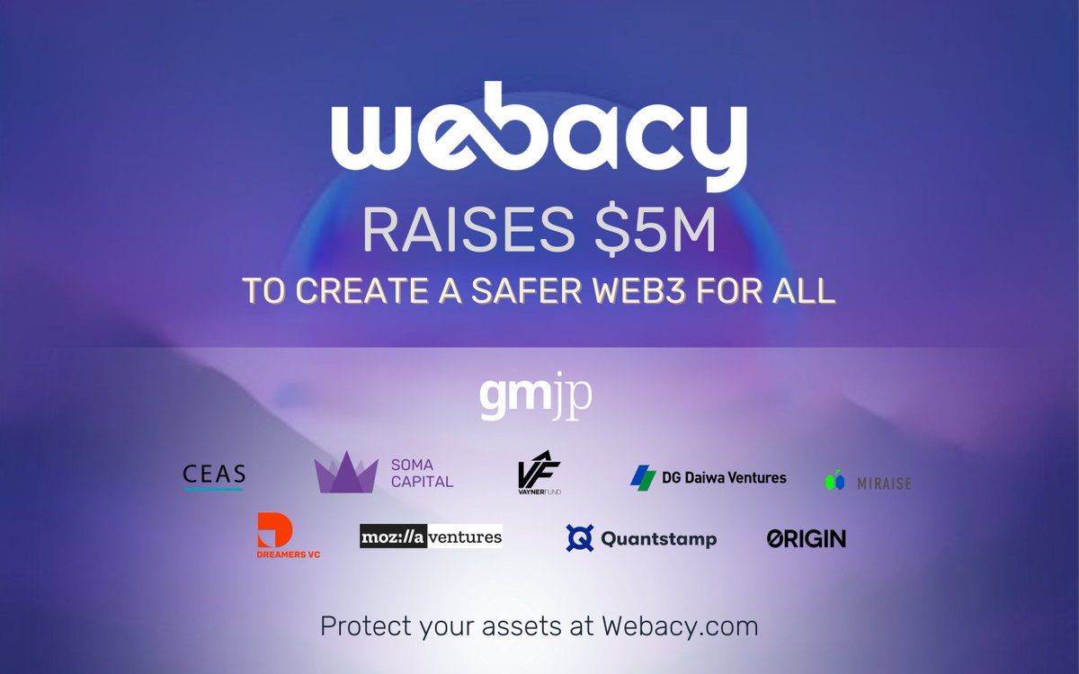 mywebacy's tweet image. Webacy is proud to announce our seed round as we work to create a safer web3 for all! 



A 🧵THREAD: