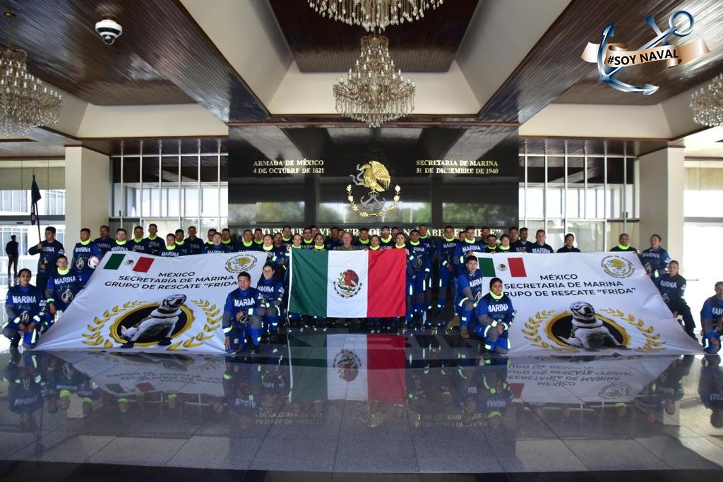 SEMAR_mx's tweet photo. #AlMomento 

Nuestro Equipo #USARMarina “Grupo de Rescate Frida”, ya se encuentra en camino para auxiliar a la población civil de #Turquía por las afectaciones sufridas el pasado 6 de febrero.

Conoce más en: https://t.co/qBN2e3fElC

#TodoPorLaVida ⚓🇲🇽 https://t.co/LPDe6LQdhz