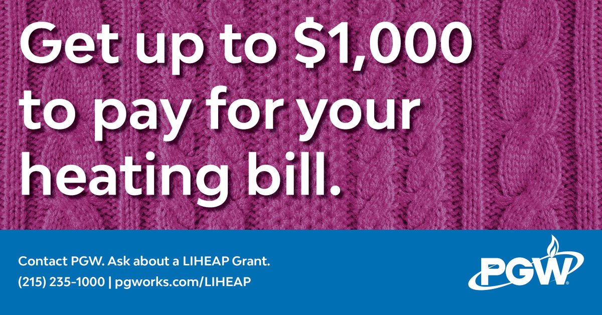 MyPGWCommunity's tweet image. The Low Income Home Energy Assistance Program is a government funded grant of up to $1,000 that can help low income households pay their heating bills. Philadelphia Gas Works customers can apply today by visiting pgworks.com/liheap.