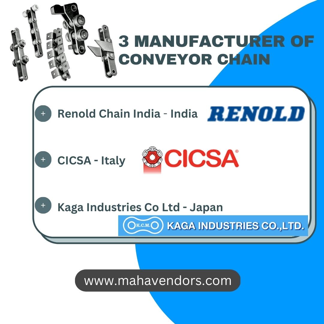 3 Manufacturer of conveyor chain 
Renold Chain India - India 
CICSA - Italy
Kaga Industries Co Ltd - Japan
#vendorregistrationportal #vendorregistration #procurement #conveyorchain #chain #rollerchain #transmissionchain #metalchain #cementconveyorchain #Turkey #syria #Iran #Iraq