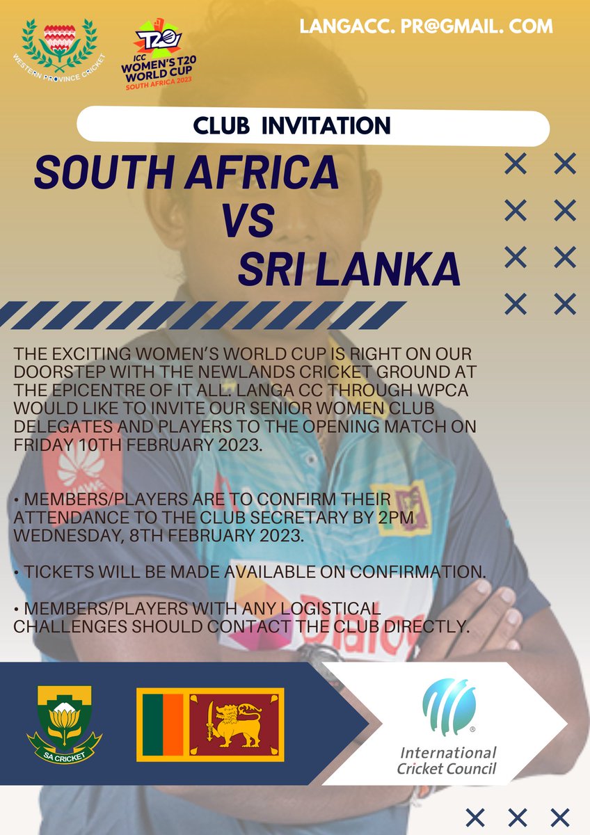 So we are excited for Friday 10th of Feb as we get to attend the big first day of SA Cricket Ladies playing. Get your tickets and #TurnItUp by supporting the #MomentumProteas 

🎫 t20worldcup.com/tickets 
 
#T20WorldCup #AlwaysRising #BePartOfIt