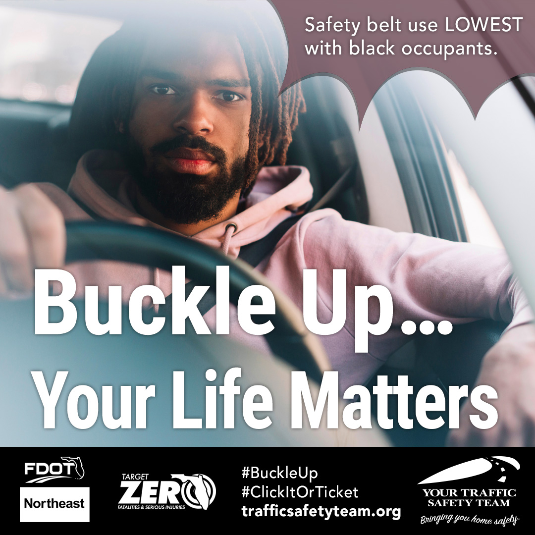 trafficsafetyfl's tweet photo. Buckle Up… Your Life Matters. Safety belt usage is the most effective way to protect yourself while driving or riding as a passenger (in the front AND back seat)!
#TrafficSafetyFL #MyFDOTNEFL #TargetZeroFL #BlackLivesMatter #BlackHistoryMonth #OccupantProtection #BuckleUpFL https://t.co/aZu1kaVgsx