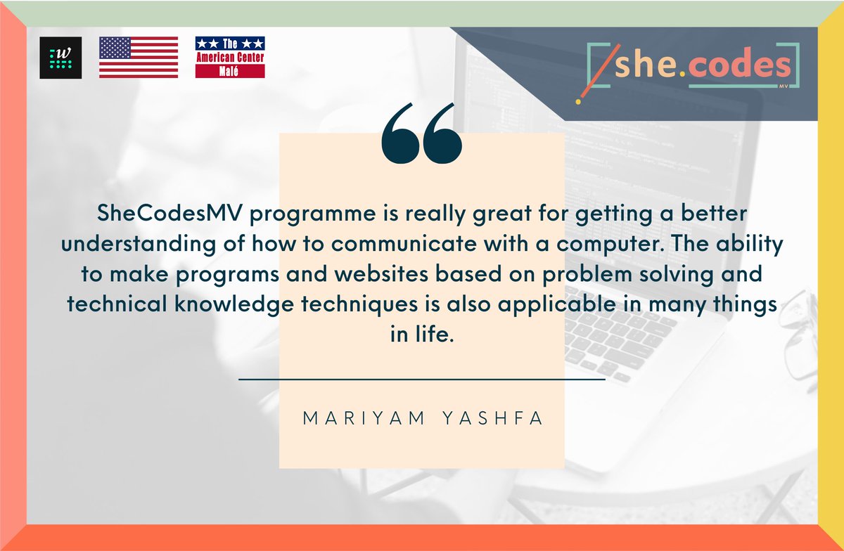 womenintechmv's tweet image. Programs like #SheCodesMV goes beyond just teaching girls how to code. It’s not just about acquiring a skill, rather an opportunity to understand how to solve everyday problems, using technology as a powerful tool.

@ACMaldives