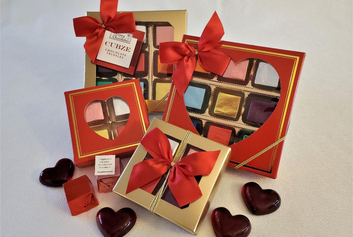 Deliver some chocolate happiness to family and friends this Valentine's Day with truffle Cubze! Each colorful chocolate truffle contains a happy thought. Order NOW: thehappychocolatier.com

#valentinesdaygifts #chocolate #spreadchocolatehappiness #valentine #valentinegift