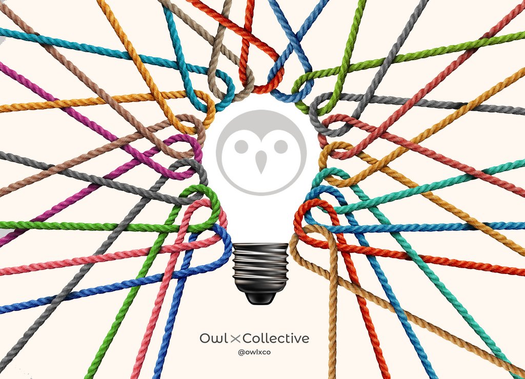 owlxco's tweet photo. Society feels so splintered, it’s hard to know what to do. Here’s our answer: collaborate. The best ideas happen when we work together. Whether it's art, music, web design, world peace. Life is better when we get together and ask, “What do you think?” https://t.co/lmSYcrUd0j https://t.co/PfI9FcFlpL