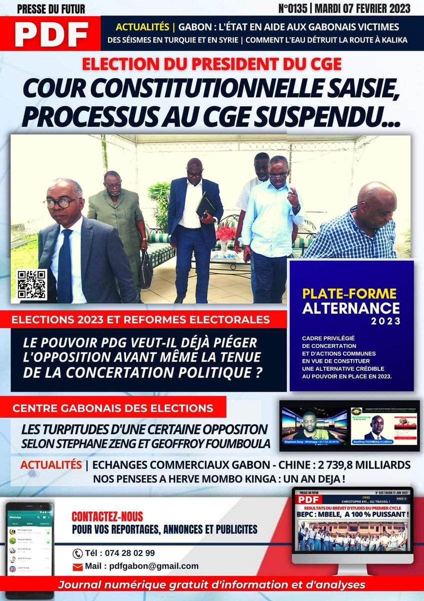 #GABON | 𝗧𝗲́𝗹𝗲́𝗰𝗵𝗮𝗿𝗴𝗲𝘇 𝗴𝗿𝗮𝘁𝘂𝗶𝘁𝗲𝗺𝗲𝗻𝘁 𝘃𝗼𝘁𝗿𝗲 𝗷𝗼𝘂𝗿𝗻𝗮𝗹 #PDF 𝗶𝗰𝗶 >>> bit.ly/3HDB7F7

<a href="/GouvGabon/">Gouvernement Gabon</a> <a href="/RFIAfrique/">RFI Afrique</a> <a href="/yveslaugoma1/">Gabonactu.com</a> <a href="/gabonreview241/">Gabonreview.com</a> <a href="/afpfr/">Agence France-Presse</a> <a href="/agp_feed/">Agence Gabonaise de Presse</a> <a href="/laffite_n/">Ntsegue Laffite Joyce</a> <a href="/bbcafrique/">BBC News Afrique</a>
