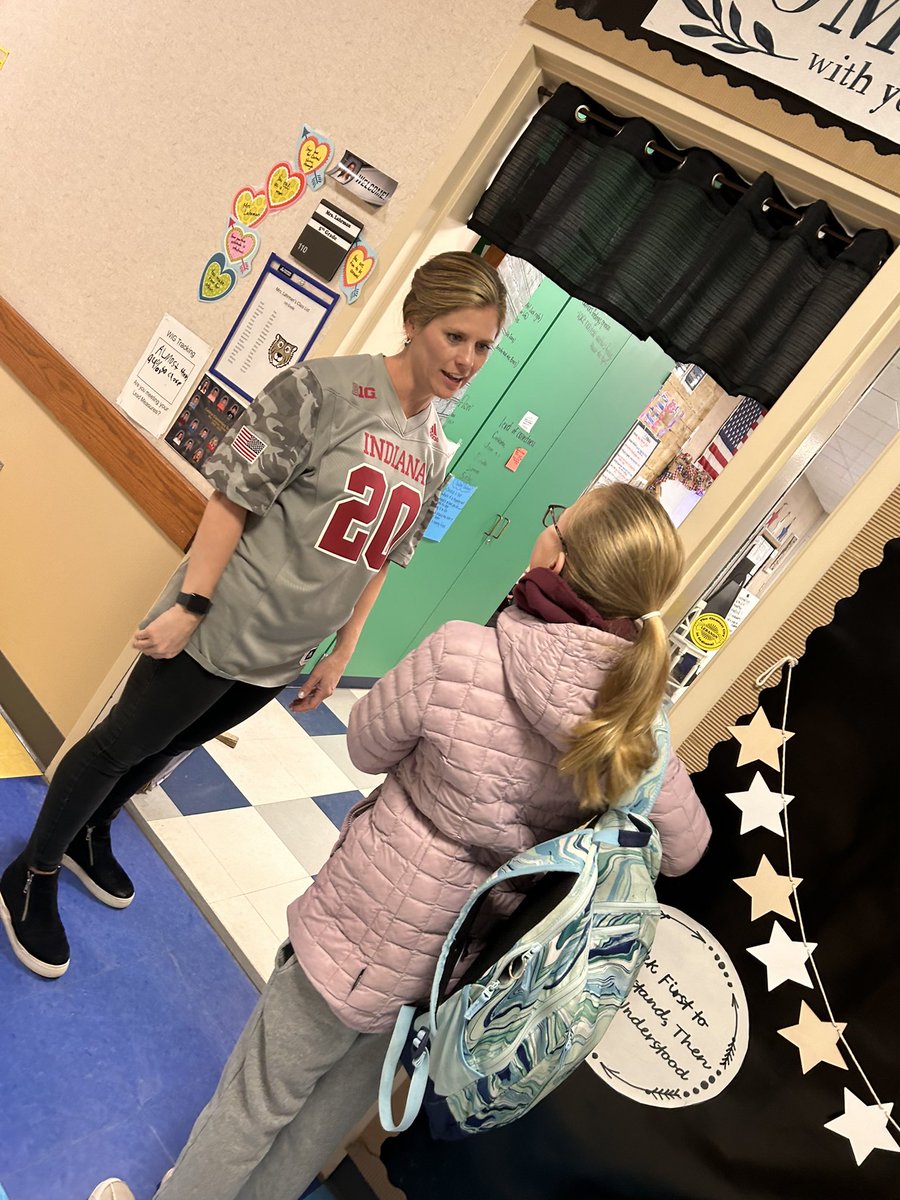 CenLeaderInMe's tweet photo. Mrs. Lahrman (avid Purdue fan) having to explain to her students why she is wearing IU gear. She followed through on her bet with Mr. Salsman. 😂 @Lebanon_Schools https://t.co/Sd4mtUivAQ