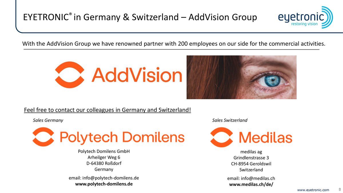 Eyetronic_'s tweet photo. We are very happy that we were able to participate again at the Workshop Glaucoma from Carl Erb, MD, PhD.

Attached you can find the translated presentation about the Eyetronic Therapy.

pt. 2

#Eyetronic #Glaucoma #AddVision https://t.co/kZdfNinsJA