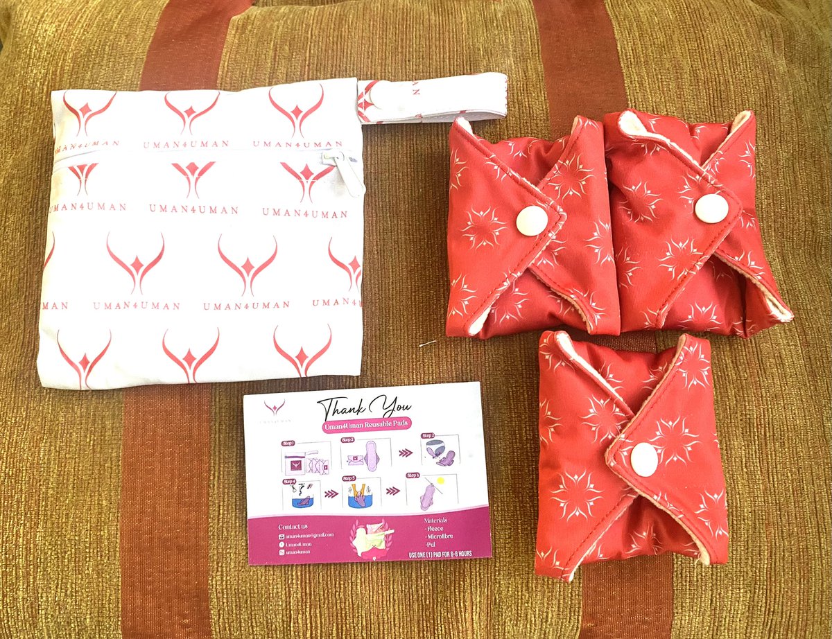 Our @uman4uman pads comes in different sizes. 
This is our cute size small (s) pack. It contains 3 reusable pads, a washable bag and a set of instructions. 
This pack lasts for 3 years 
#period #reusablepads #women #environment #girls #education #Sustainability