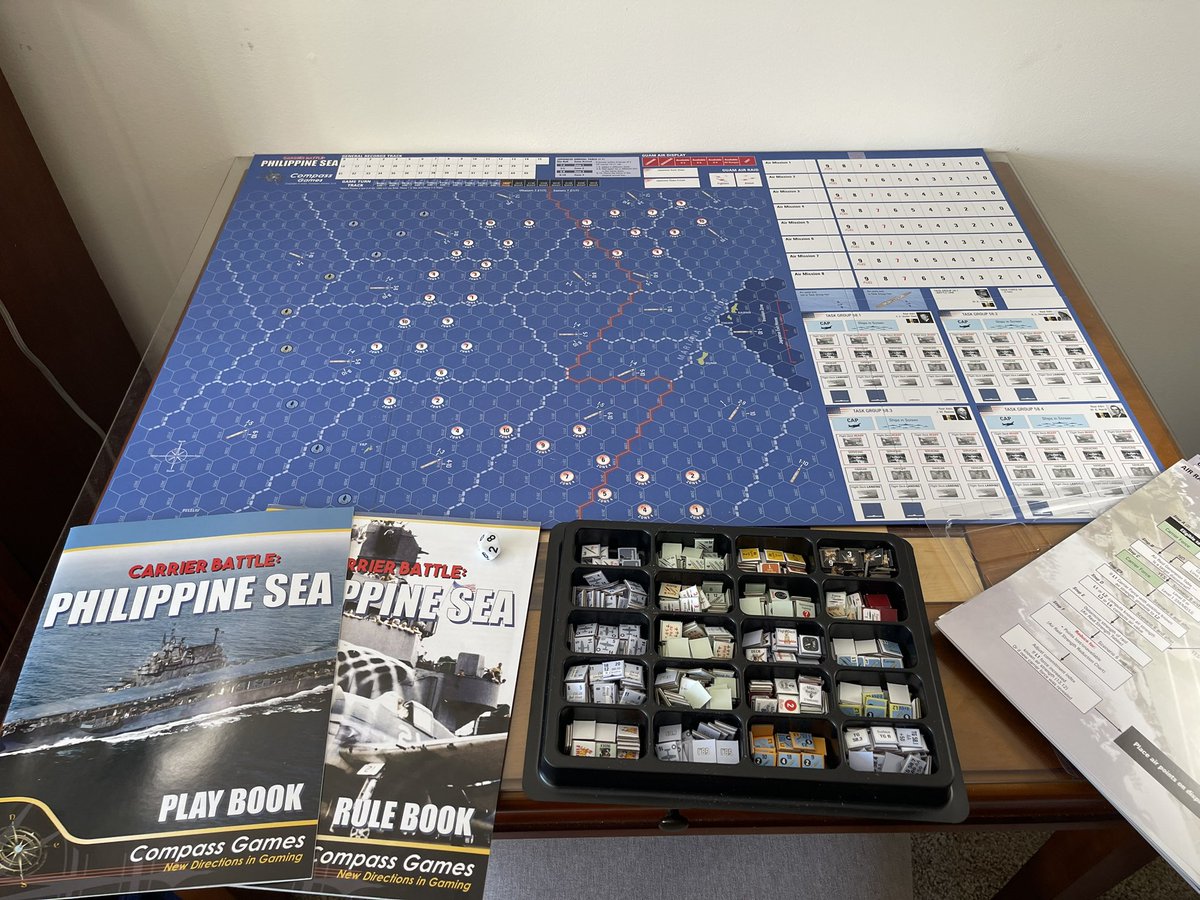 This really is a gorgeous map, even if it’s just open ocean and a few islands. Scenario 1 tonight - training commences. #PhilippineSea #CompassGames #JonSouthard