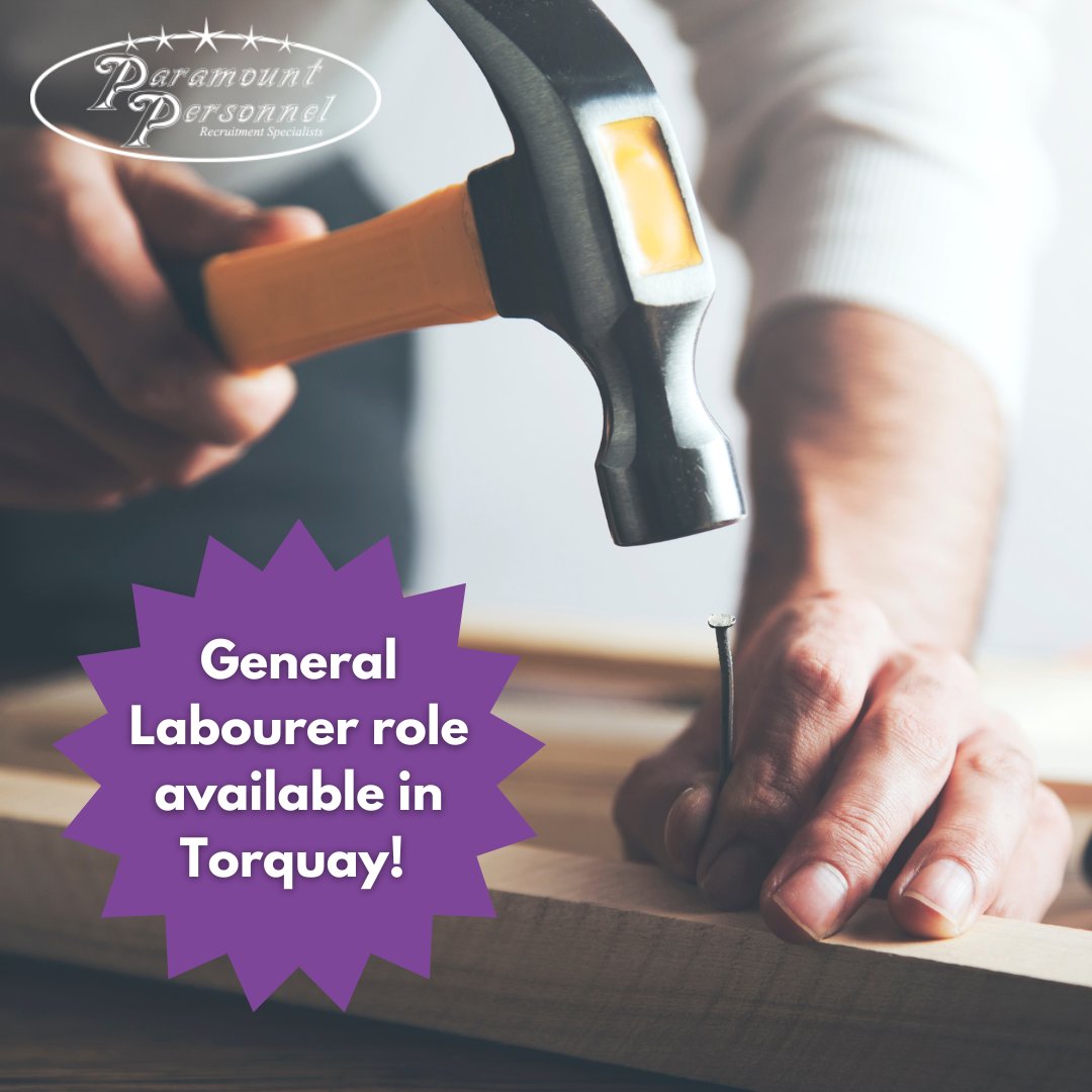 We are looking for general labourers in the Torquay area! For more information visit our website! bit.ly/3XmXtkl

#ConstructionJobs #constructionindustry#constructionworker  #constructionrecruitment #Torquay #DevonJobs #SouthWestjobs