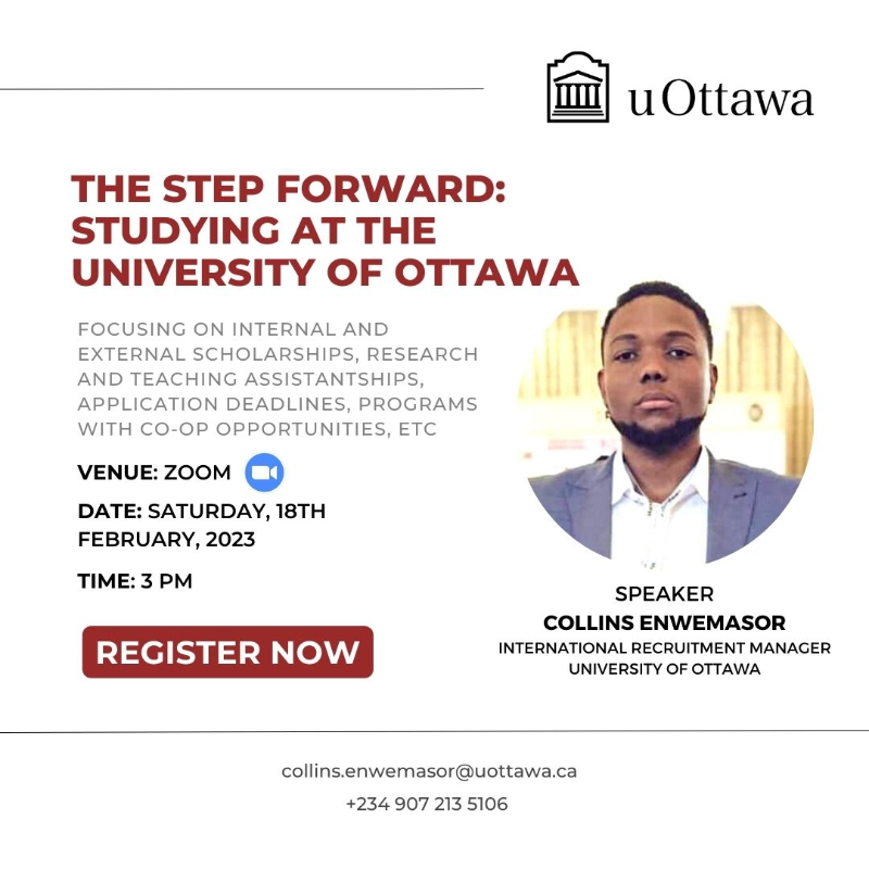uOttawaIRM's tweet photo. "Unlock $46M in Scholarships, Funding &amp; Assistantships! Join our Feb 18th Webinar for Expert Insights &amp; Opportunities. Register now &amp; give your career a boost! Click here to register https://t.co/lussgFDivO

 #Scholarships #Funding #CareerBoost" https://t.co/9XfBW05oM2