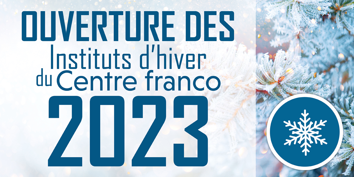 Le centre franco est heureux de vous annoncer l’ouverture des Instituts d’hiver 2023.
Il est toujours possible de vous inscrire à ces formations virtuelles inspirantes, qui ont lieu en soirée du 7 février au 8 mars 2023. 
🌐 lecentrefranco.ca/les-instituts-…
#instducentre #lecentrefranco