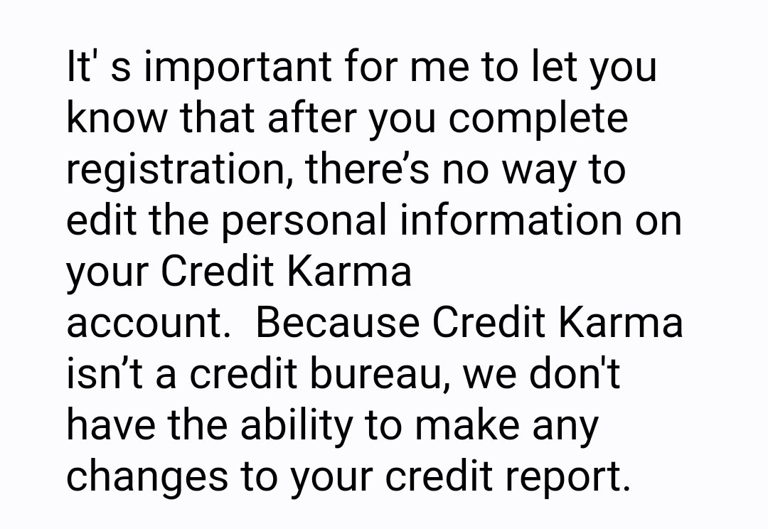 #creditkarma You can't change info after registration? Then how did my mom's address &amp; phone number change from what she registered with??? A senior should not have to deal with this for 3 months. Kenneth Li govern the company &amp; stop giving my mom the runaround.