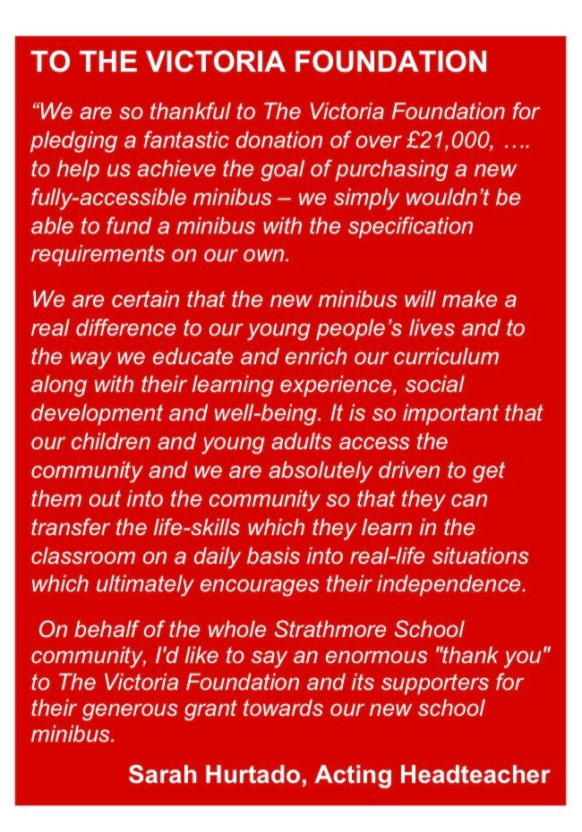 Our annual ball raised over £37,000. We are delighted to award a grant of £21,000 to Strathmore School from the proceeds of the ball &amp;  from TVF being a beneficiary charity of Petersham Open Gardens 2021. 
The grant will help the special school purchase  an accessible minibus.
