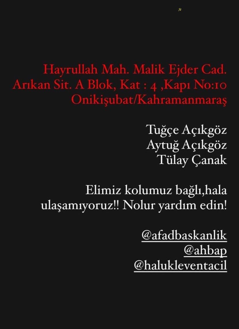 Çalışma arkadaşımız enkaz altında lütfen yardımcı olun <a href="/AFADBaskanlik/">AFAD</a> <a href="/ahbap/">Ahbap</a> <a href="/atavratfelipe/">Felipe #26</a> <a href="/12numaraaorg/">12numaraaorg</a> <a href="/_samiyenhaber/">Sami Yen Haber</a>