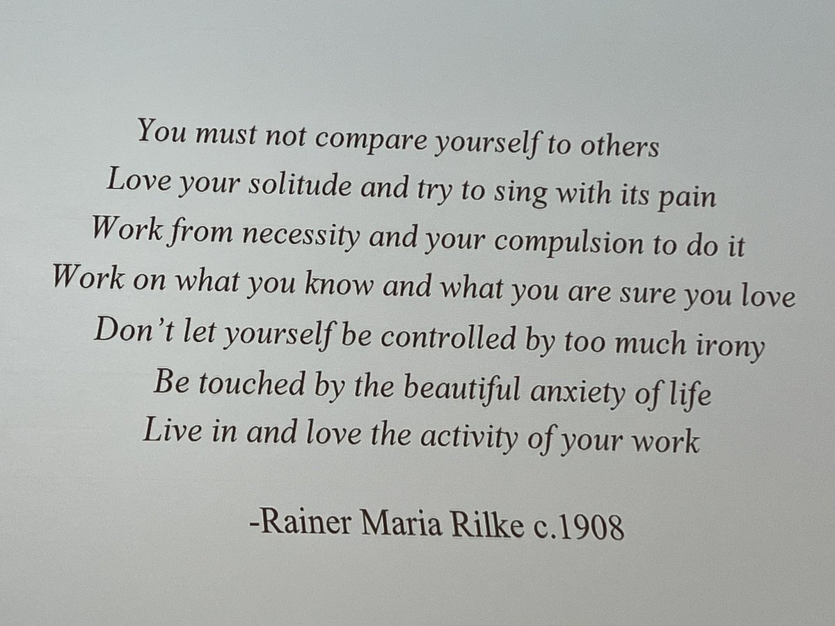 sofafridays's tweet image. An enormous thank you to our @sofa_fridays speaker #PádraicEMoore who wowed us with the supernatural curatorial and this incredible takeaway quote from Rainer Maria Rilke c. 1908
