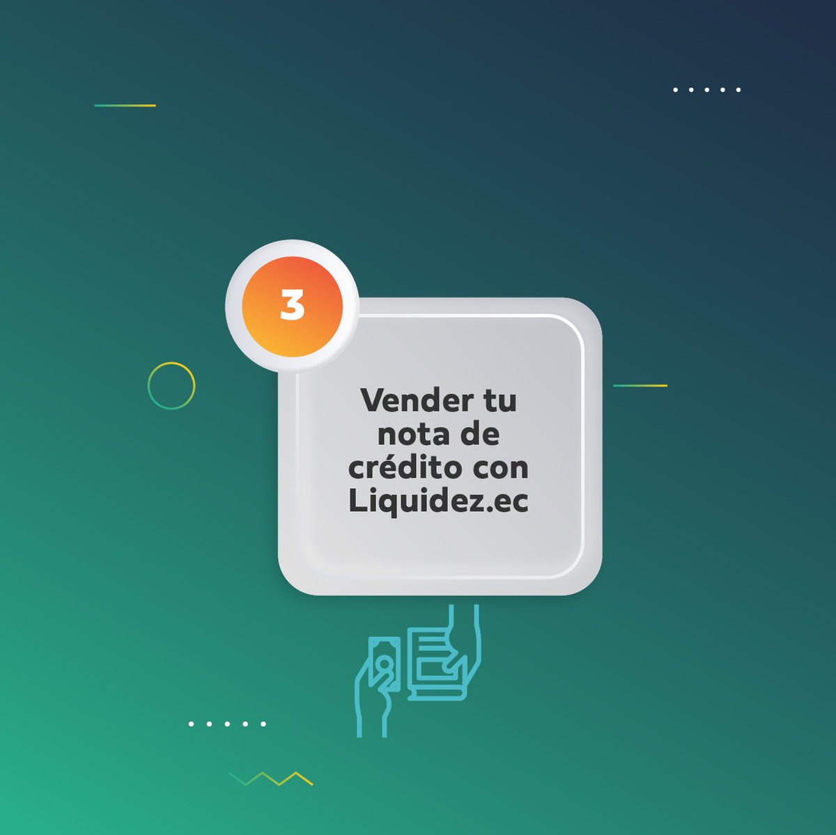 LiquidezEc's tweet photo. Pasos para obtener efectivo💵 por tu crédito tributario:
1️⃣ Presentar tu solicitud de devolución ante el SRI.
2️⃣ Recibir tu nota de crédito desmaterializada.
3️⃣ Vender tu nota de crédito con https://t.co/A14iMd1sBp.
Contáctanos📱0991643646
#notasdecredito #creditotributario https://t.co/4NMGvcgAP4