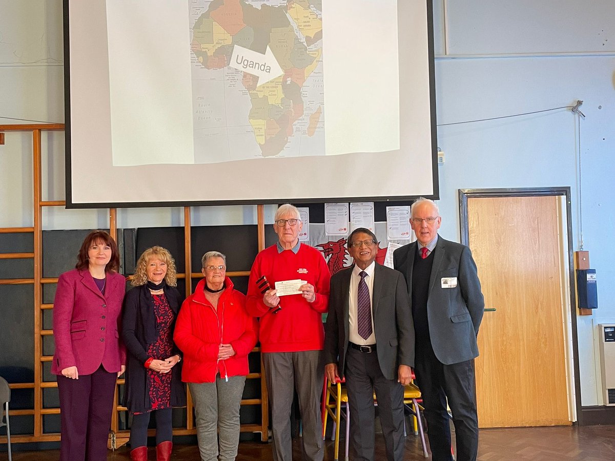 Hawarden Rotary presented a cheque to the New Ministries Charity, with Headteacher Mrs Ruth Dyas of Ewloe Green Primary School, after the children raised the money from an event organised by Rotary.