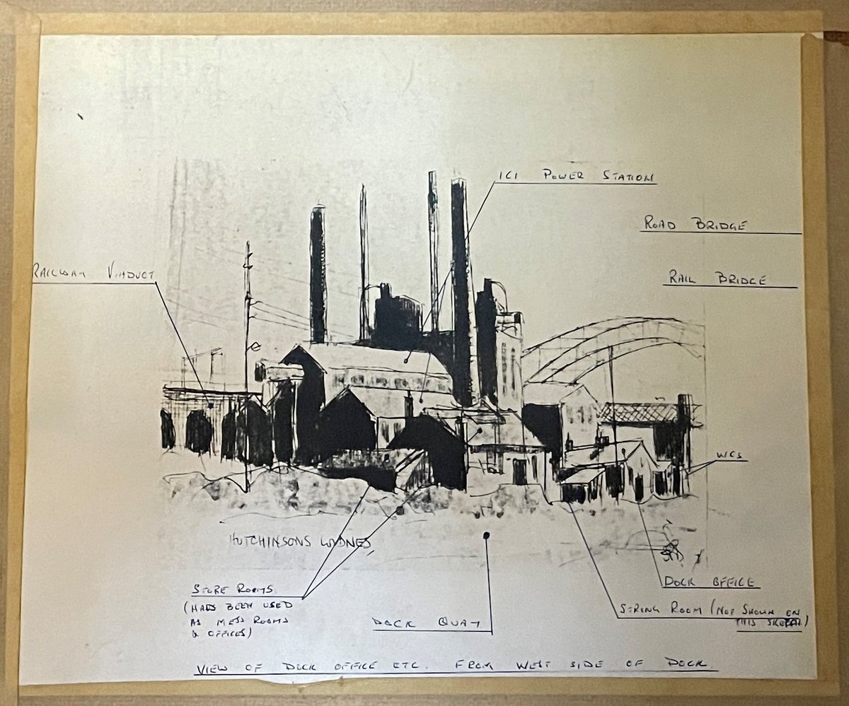 catalystarchive's tweet photo. Look at this minding its own business on the rack in our store! Oil painting of West Bank Dock Office, Power Station and Road Bridge by A E Spring 1971 - lovely stuff! #aespring #silverjubileebridge #runcornwidnesbridge #runcornbridge #westbankwidnes #hutchinsondockestate https://t.co/C8MxCLd7nh