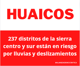 #CrisisMásCrisis
Mientras los "huaicos" de marchas amenazan con reactivarse. Los verdaderos huaicos ya hacen estragos en diversos puntos del país. 
Más información: 
bit.ly/3x4pVN0