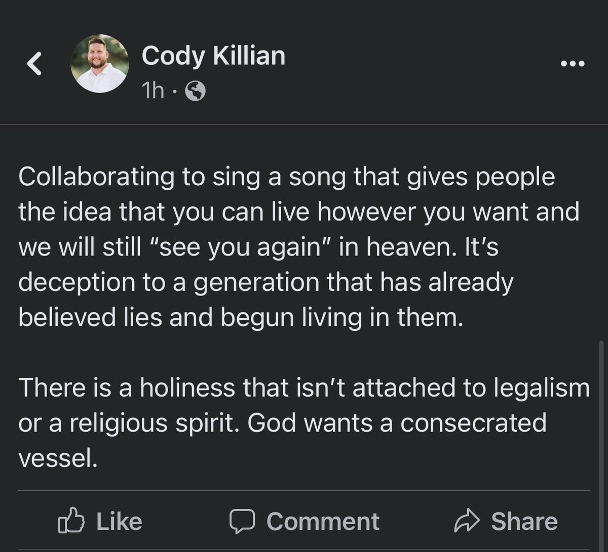 codykillian_'s tweet photo. @MavCityMusic , God wants a consecrated vessel. What you do, the message you share, and the places you engage matter. Eyes are on you. Don’t be deceivers. Value the anointing over the system of the world. Do it for a generation that needs Jesus. #beholy #holy #christian #GRAMMYs https://t.co/kzXCPALNNi