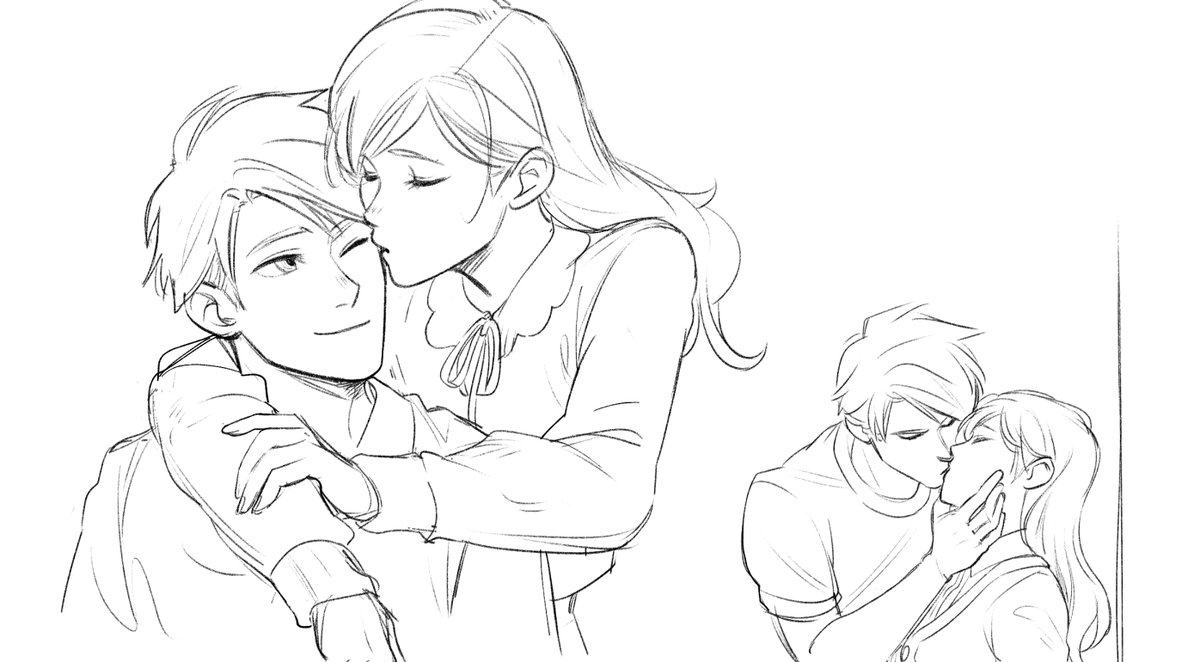 trying out the pencil brush again after not using it for a while. I'm liking it. Also more february kiss art wip ✨ 