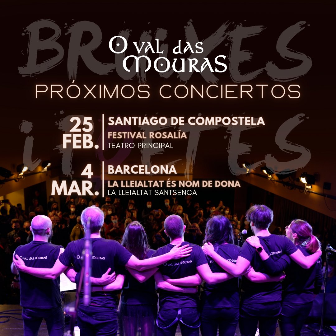 ovaldasmouras's tweet photo. âīïļÂĄConciertos a la vista!âīïļ
GAL:
Despois duns anos, voltamos ÃĄ terriÃąað SÃĄbado 25/02 no #festivalrosalÃa
(mÃĄis informaciÃģn prÃģximamente)
CAT:
TambÃĐ a #Barcelona! El dissabte 4/03 a #laLleialtatSantsenca.
ðïļEntrades ja a la vendaðïļ
Lume!ðĨ
#OVDM #OValDasMouras #bruixesipoetes https://t.co/U3LvMvcR3h