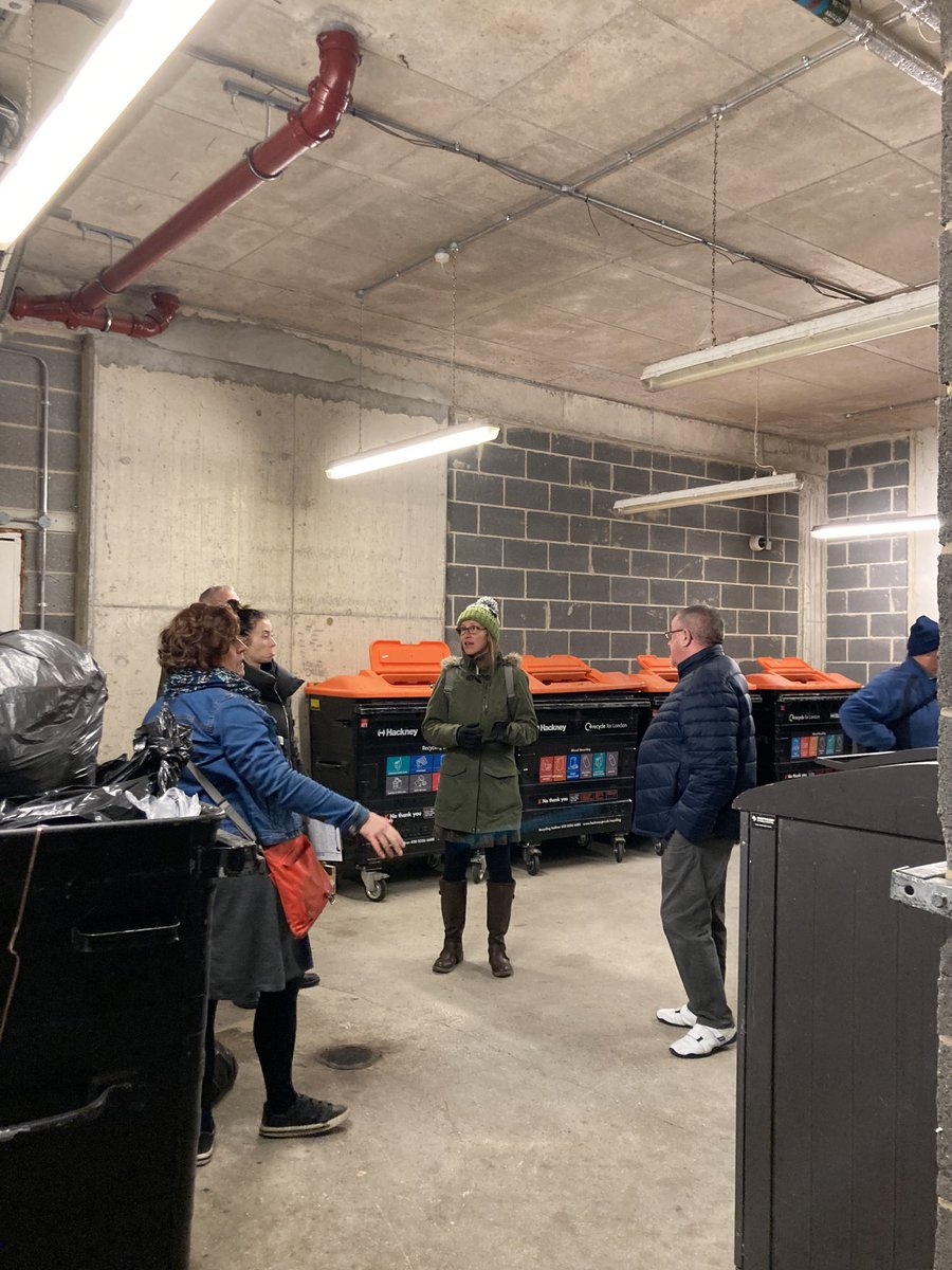 Fun was had in the bin stores this morning ⁦@WoodberryDown_⁩ with ⁦@NHGhousing⁩ ⁦@hackneycouncil⁩’s environment and waste team and ⁦@WDCOResidents⁩ looking at how to improve waste store design and encourage recycling.