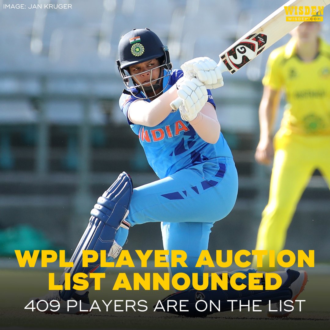 WisdenCricket's tweet photo. The WPL player auction will take place on February 13, with 409 players up for grabs.

Those who have set their base price at the highest level include Deepti Sharma, Harmanpreet Kaur, Alyssa Healy and Sophie Ecclestone.

#WPL https://t.co/VLPKYrYQjJ