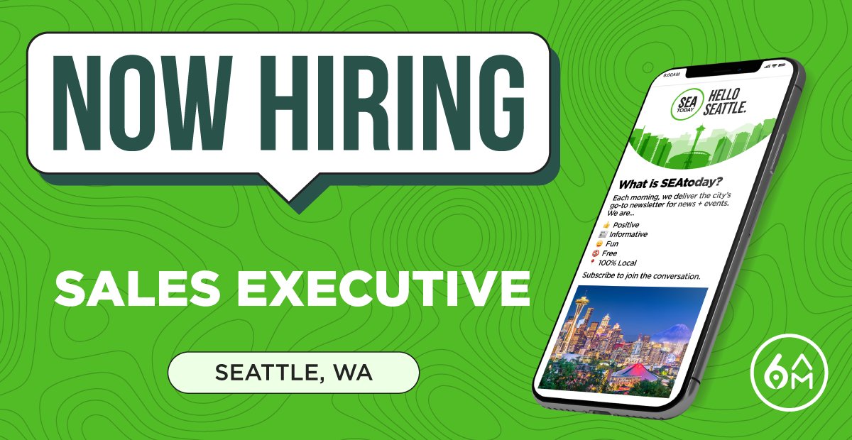 We're hiring a <a href="/ourSEAtoday/">SEAtoday</a> Sales Executive to lead our Seattle, WA advertising relationships. Learn more + apply: app.trinethire.com/companies/3103…
