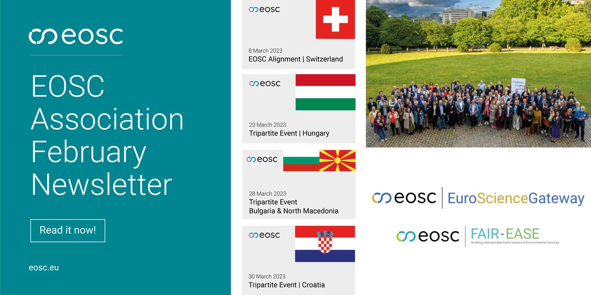 📩 EOSC-A February newsletter ➡️bit.ly/EOSCFeb23News
🔸Task Force Log-Term Data Pres. publication
🔸Open consultation on data quality framework for #EOSC
🔸EOSC Core platform EoI: deadline extended!
🔸@FAIR_EASE & @galaxyproject join forces
Subscribe 👉 bit.ly/3HQ6Gtk