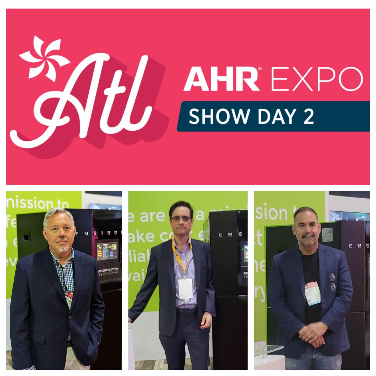 Didn’t get to meet these fine gentleman on Day 1 of @ahrexpo? 

Then it sounds like Day 2 will be your lucky day! 

You can easily install an E|ONE into your home and you’ll then ‘Be Your Own Utility’ ⚡️🏘️🌻♥️🌎🇺🇸
#ahrexpo #ahrexpo2023