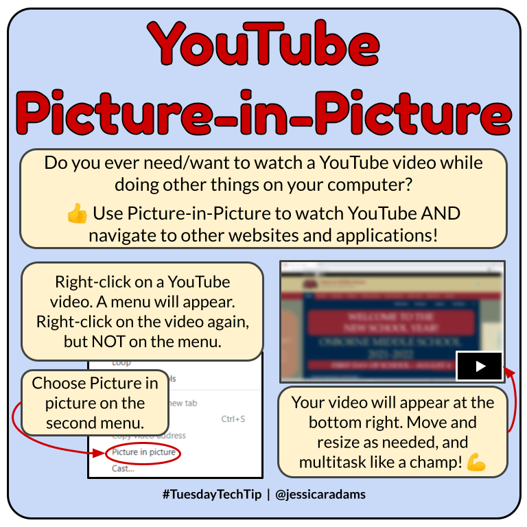👍It's time for a #TuesdayTechTip! Multitask like a champ by using #YouTube picture-in-picture. 
@GoogleforEducation #GoogleET
