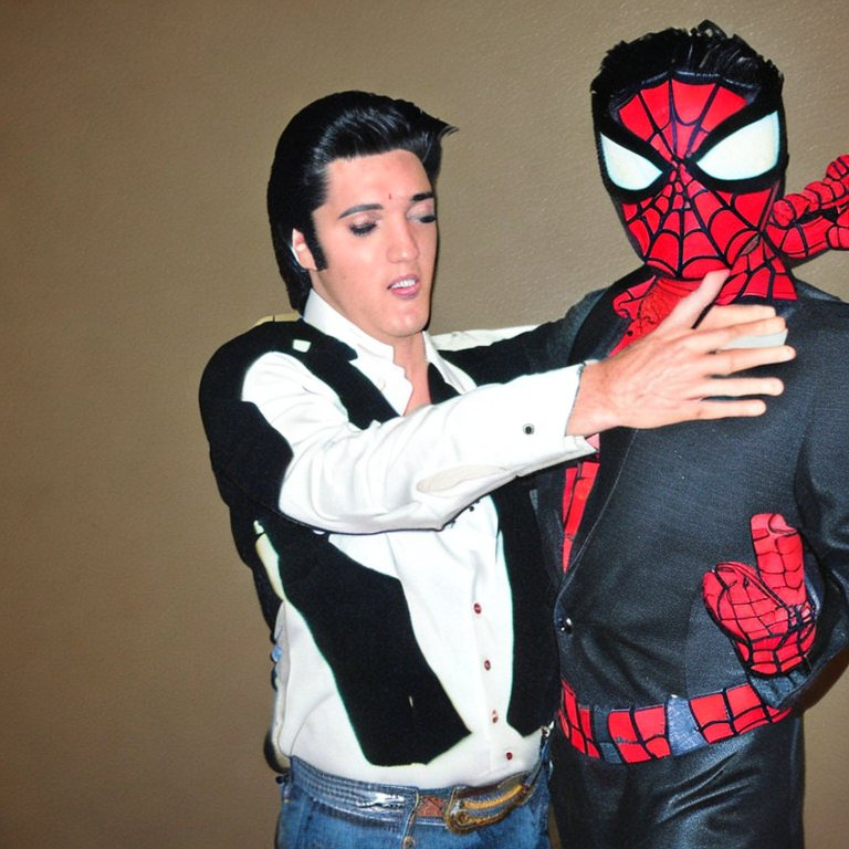 McGrifaker's tweet photo. ¿Sabías que Elvis Preasly conoció a Spiderman?
#stablediffusion #ElvisPresley #Spiderman #iA #Historia https://t.co/knLxbeBA1B