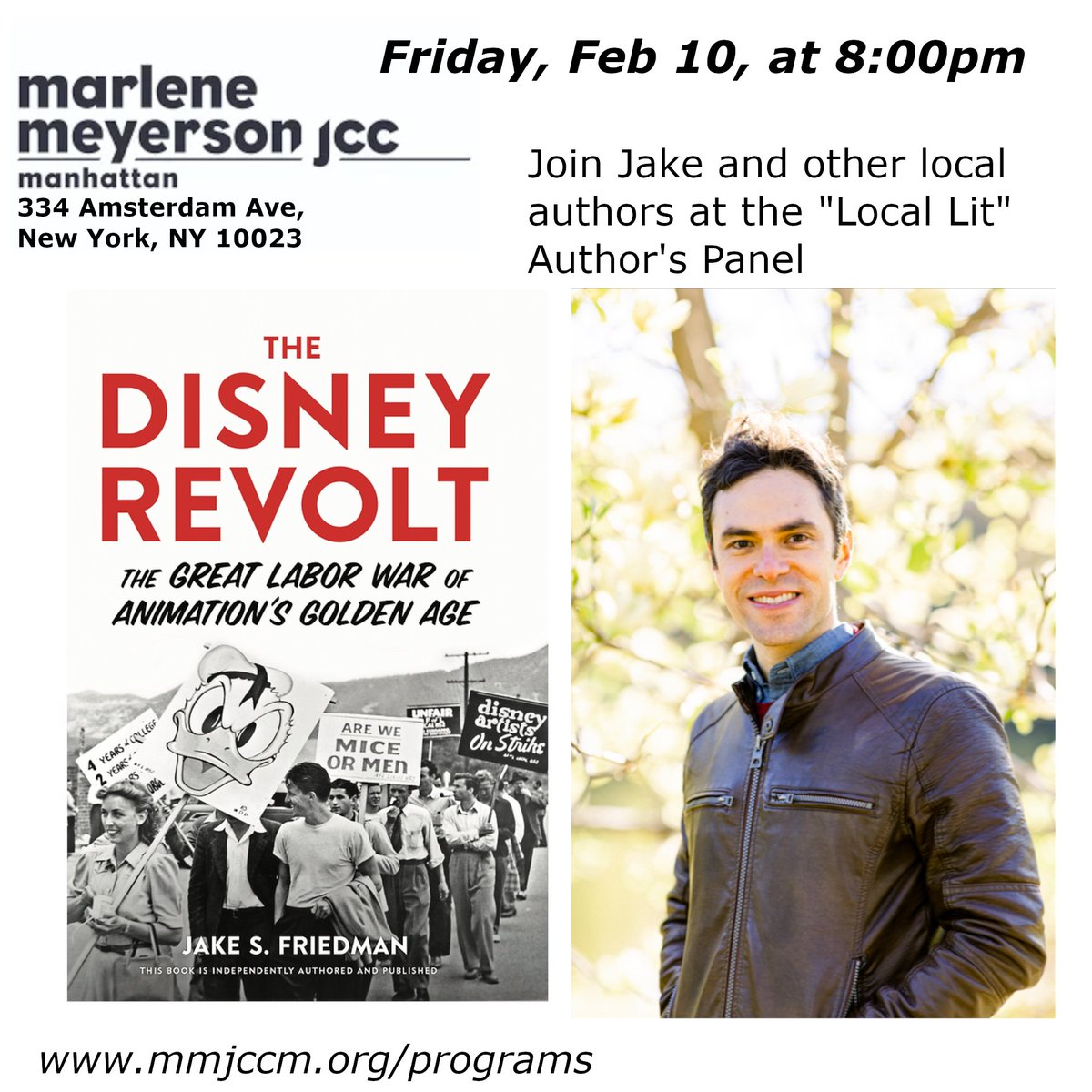 Anyone in the Upper West Side this Friday night? I'll be sharing a stage with Cindy Kaplan (FREEFALL), Susan Leicher (ACTS OF ATONEMENT), and Christina Chiu (BEAUTY).
<a href="/chrischiu13/">Christina Chiu</a> #Labor #Disney #authors #nonfiction #NYC #events @MM_JCCMManahttan
