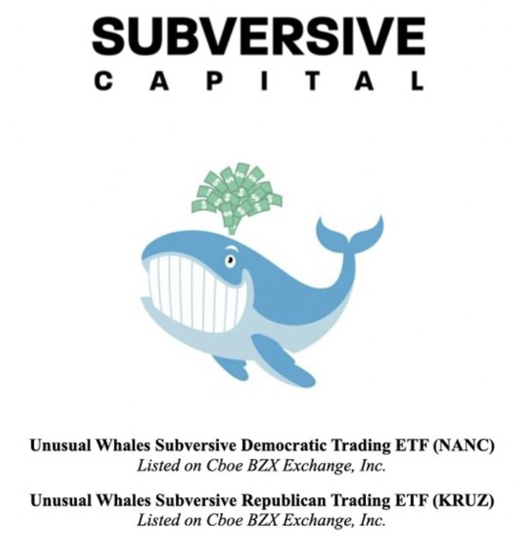 unusual_whales's tweet photo. BREAKING: You can now trade alongside Congress, as they disclose their trades.

The Unusual Whales Subversive ETFs for Democratic, $NANC, and Republican, $KRUZ, Congressional trading are now live. 

The ETFs follow trading of Democratic and Republican members, and their families. https://t.co/3ldG36x87x