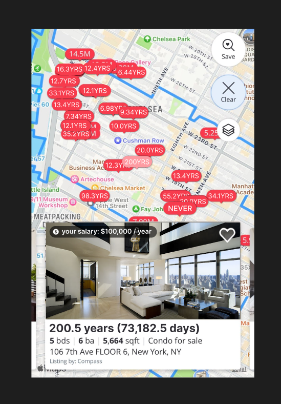 0xgaut's tweet photo. Zillow, priced in how long it will take you to afford the place https://t.co/HFatx9Ff4u