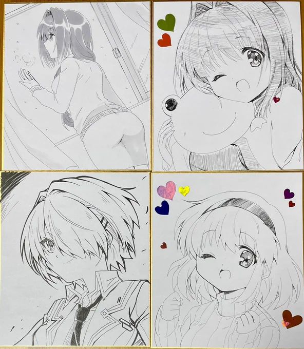 毎日色紙描いてるけど3月5日のサンクリで出せるノベルティ色紙、縦21cmサイズでまだ4枚。頑張らねば……。 