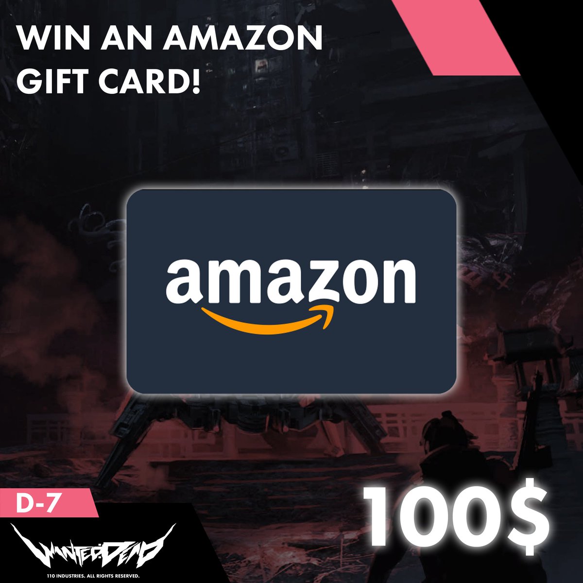 110industries's tweet photo. 𝐃-𝟕! Only one week left until #WantedDead is out! To celebrate we are giving away one 100$ Amazon gift card!

How to participate?
• Follow @110industries
• Like and retweet this post

Giveaway ends on February 28.
Read the full conditions here: https://t.co/BJ4SJinFxp https://t.co/IsC7sO0YPD