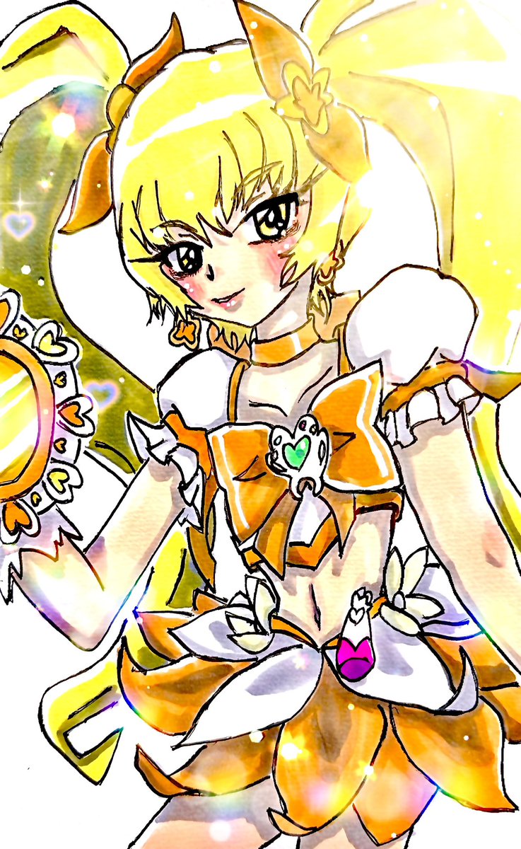 キュアサンシャイン ,明堂院いつき 「2/2のお題のツインテールよりキュアサンシャイン !!ベロベロに酔ってたしコピッ」|あらんぷのイラスト